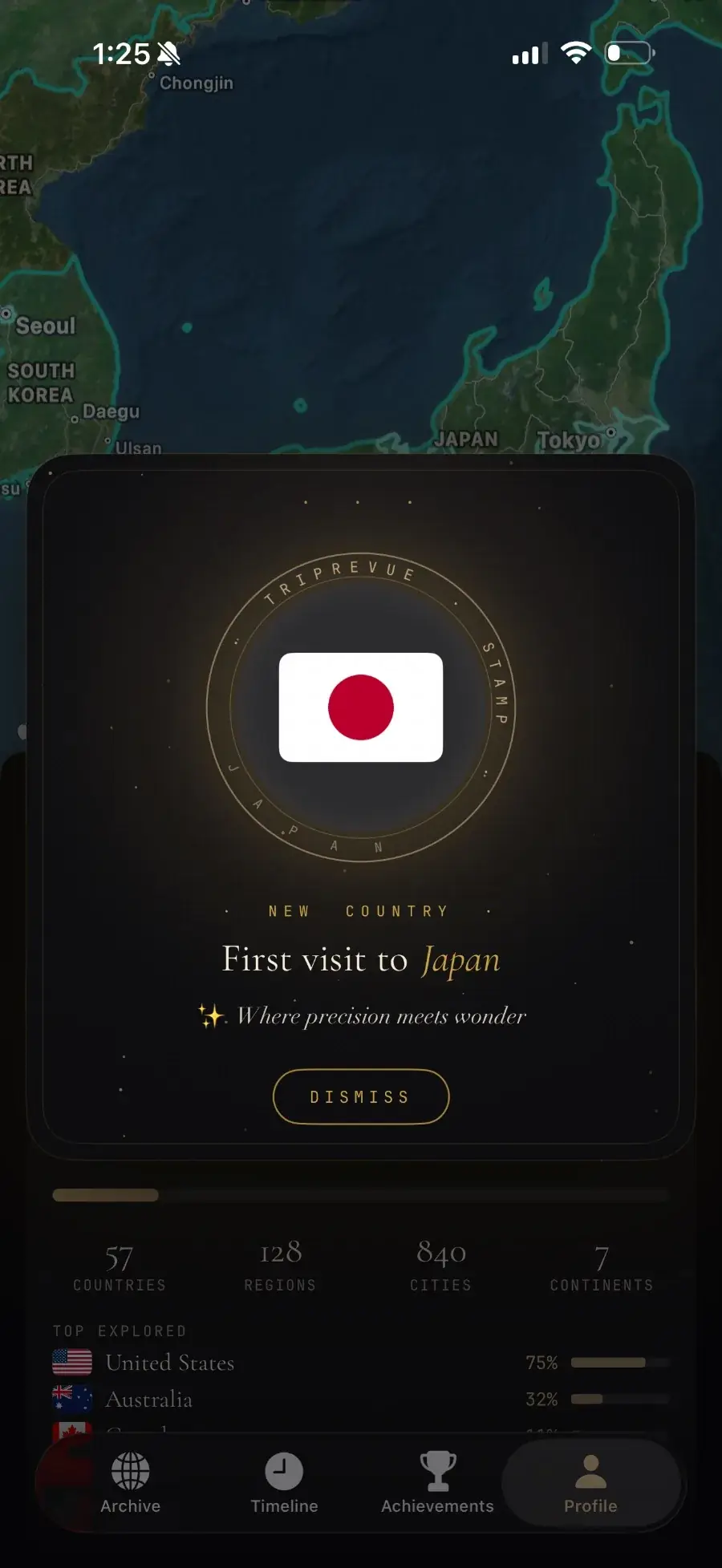 First visit to Japan achievement