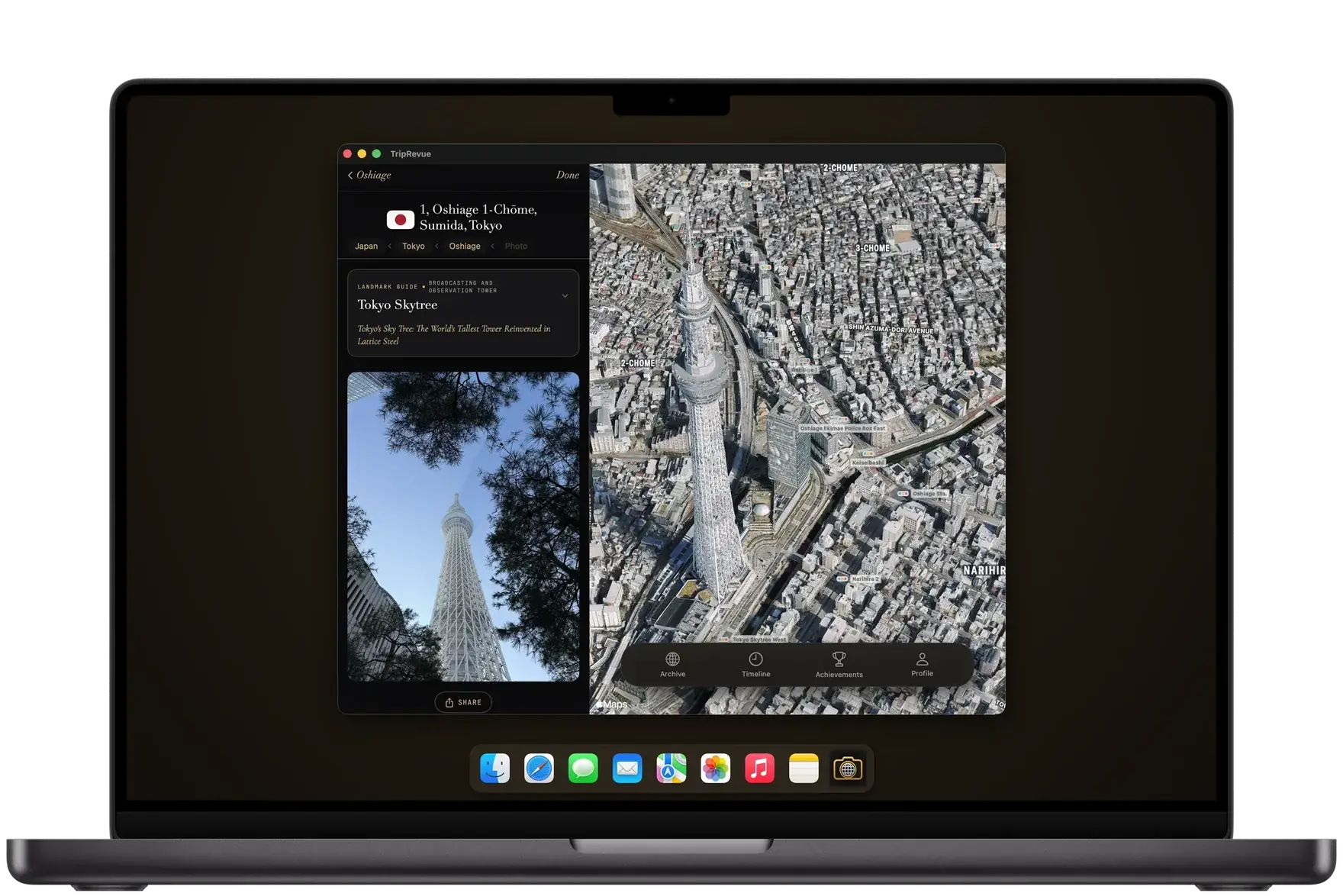 TripRevue on Mac: the Tokyo Skytree landmark guide